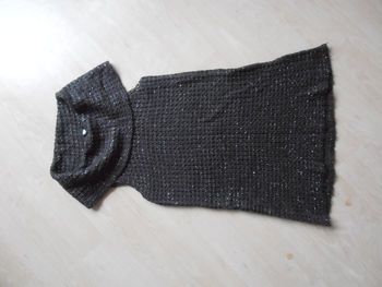 Pull en mailles femme, col roulé, Mim, taille M 38, gris, fils argentés