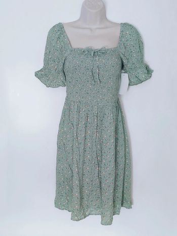 Robe champêtre col carré vert d'eau fleur / NA-KD - 36/S à 38/M