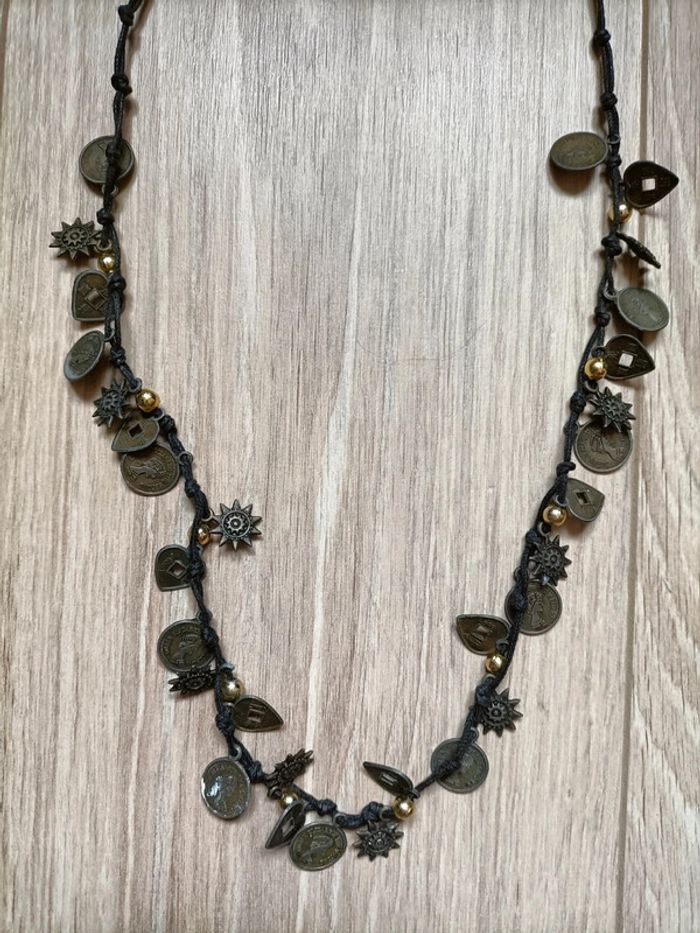 Sautoir/ collier cordon noir - photo numéro 2