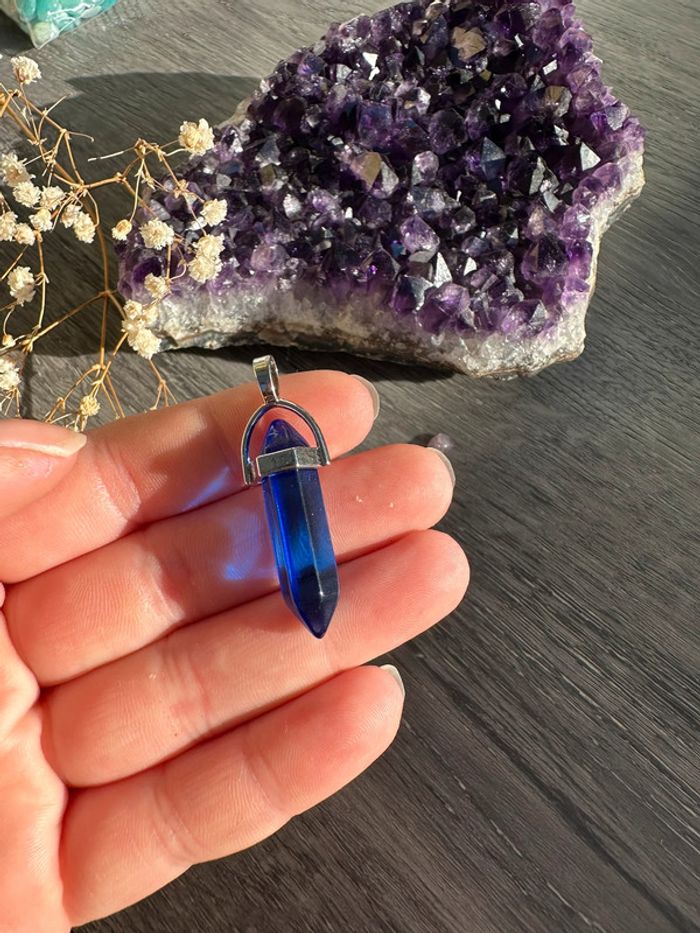 Pendentif pendule en cristal bleu - pierre naturelle - photo numéro 4