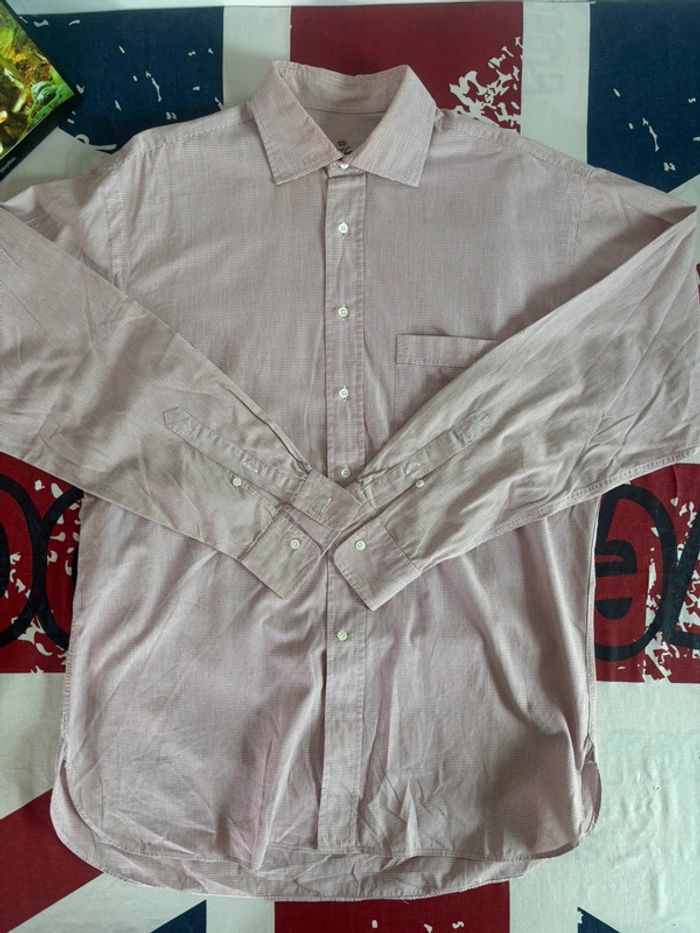 Chemise à carreaux Hugo Boss blanche et rouge - Taille 40 - photo numéro 2