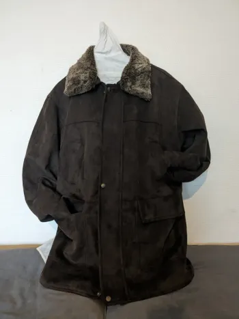 Manteau long Vintage AE High Fashion - Marron fourrure beige.