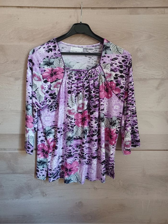 Superbe blouse neuve rose fashion Taille L - photo numéro 2
