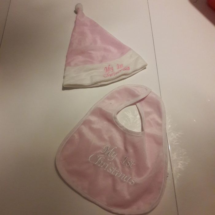 Bavoir et bonnet "mon premier noël"