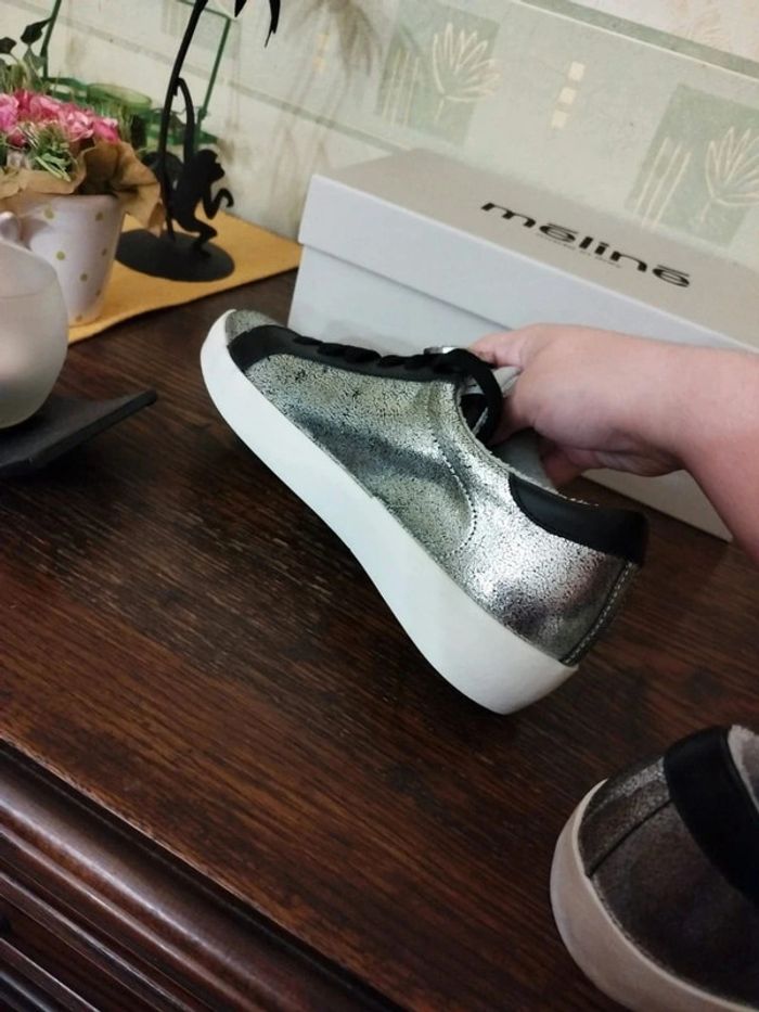Baskets sneakers argenté cœur Méliné 36 y2k - photo numéro 16