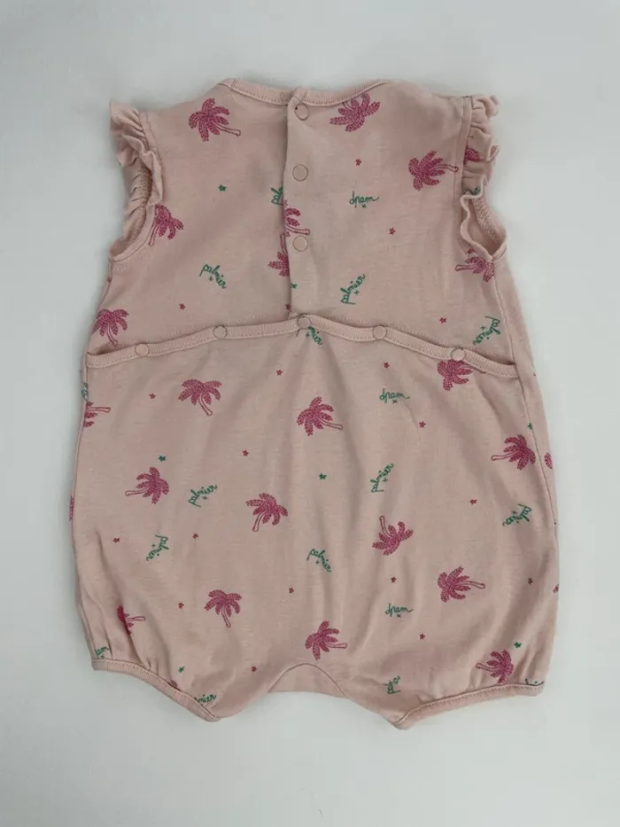 Barboteuse rose à imprimé palmiers – DPAM – 3 mois (60 cm) - photo numéro 2