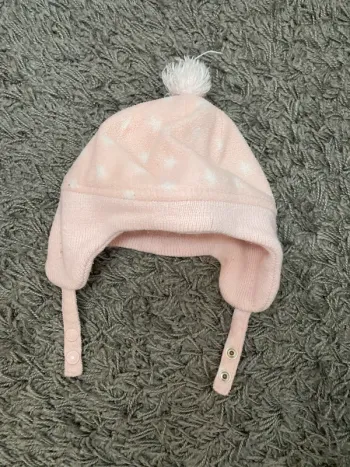 Bonnet fourré fille rose pressions Obaïbi 18/24m