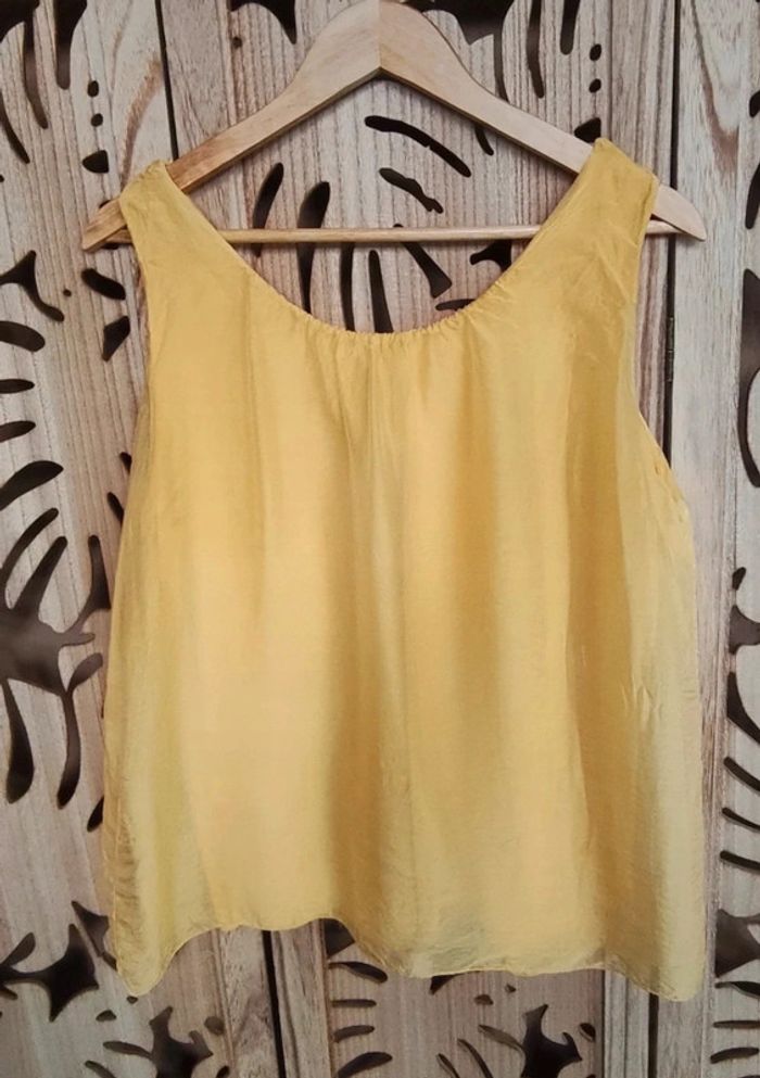 Blouse en soie jaune sans manches Esvivid - photo numéro 5