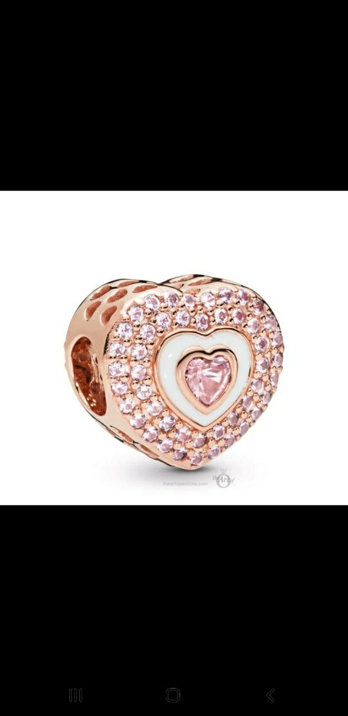 Charm Pandora  "Coeur Pavé Rose Scintillant" - photo numéro 9
