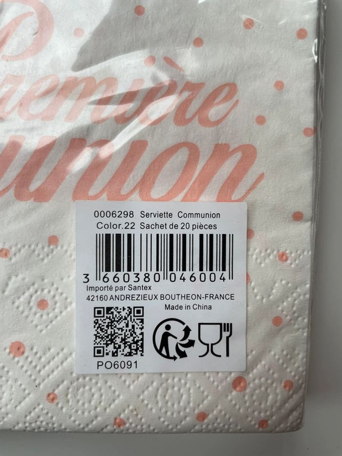 Serviette en papier par 20 «  ma première communion » - photo numéro 2