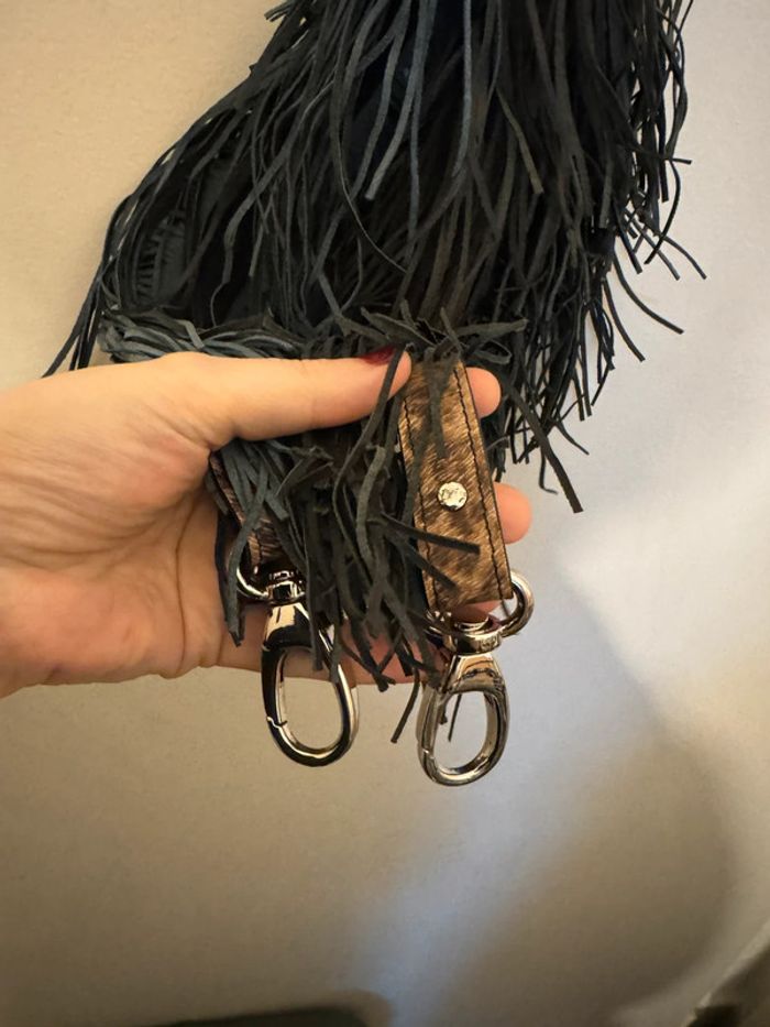 Bandouliere sac frange noir et leopard - photo numéro 4