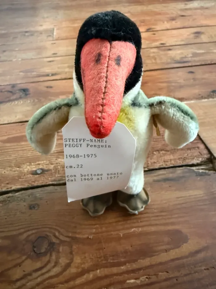 Peluche très ancienne rigide debout 22cm Steiff Manchot Peggy Penguin Pingouin Antarctique Papou - photo numéro 2