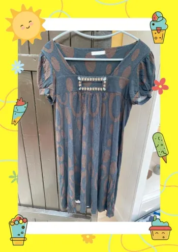 Robe d'été noire marron Promod L 40