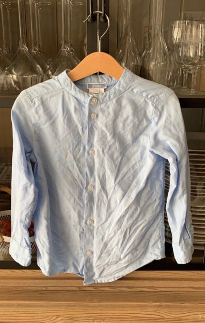 Belle chemise Jacadi 5 ans bleu ciel col Mao