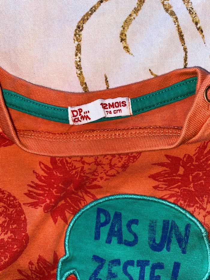 Ensemble t-shirt et pantalon, taille 12 mois, marque Dpam. - photo numéro 3