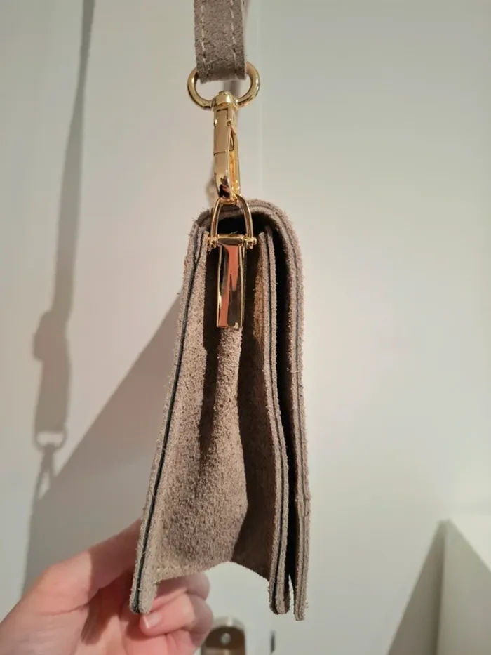 Sac en cuir taupe - très bon état - photo numéro 6