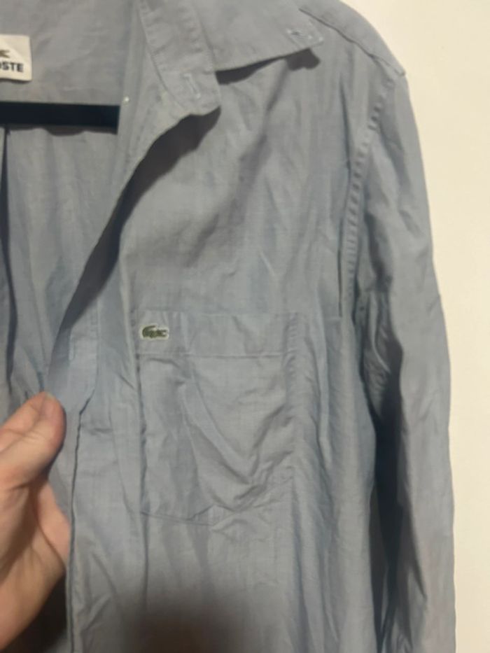 Jolie chemise unie grise/bleue • Lacoste • Taille 41/L • 100% coton - photo numéro 6