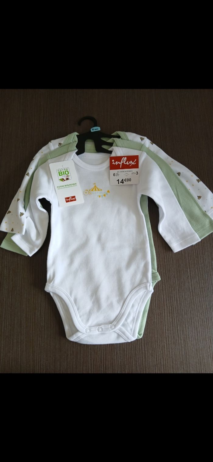 Lot de 3 bodies manches longues garçon 6 mois