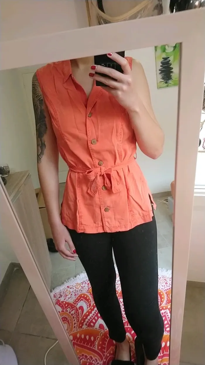 Petit haut orange vintage, taille 40 - photo numéro 5