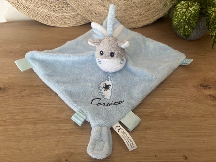 Doudou plat âne cheval bleu corsica textisun
