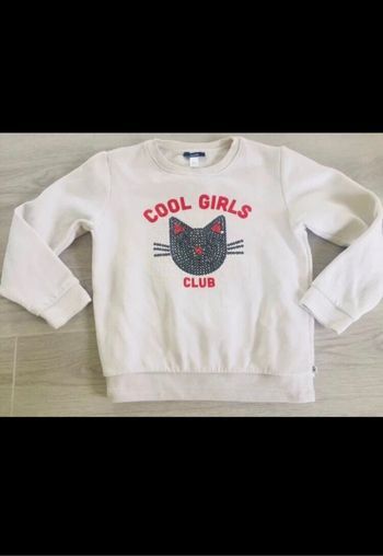 Pull fille chaud blanc okaidi chat taille 8 ans