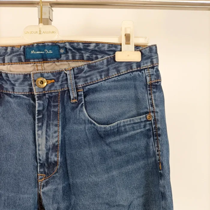 Jean slim bleu taille 40 Massimo Dutti en coton stretch, coupe droite flatteuse confortable A1230 - photo numéro 3