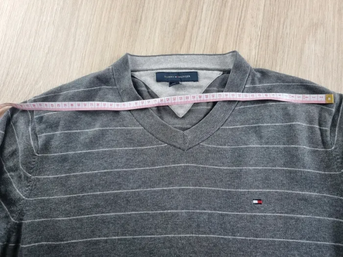 Pull à col V gris rayé Tommy Hilfiger Homme Taille M - photo numéro 6