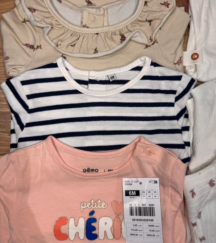 🌷Lot de 8 hauts manches longues fin taille 6 mois🌷 - photo numéro 2