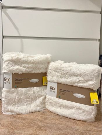 2 Plaid blanc fausse fourrure Tex Home - 150×200 cm