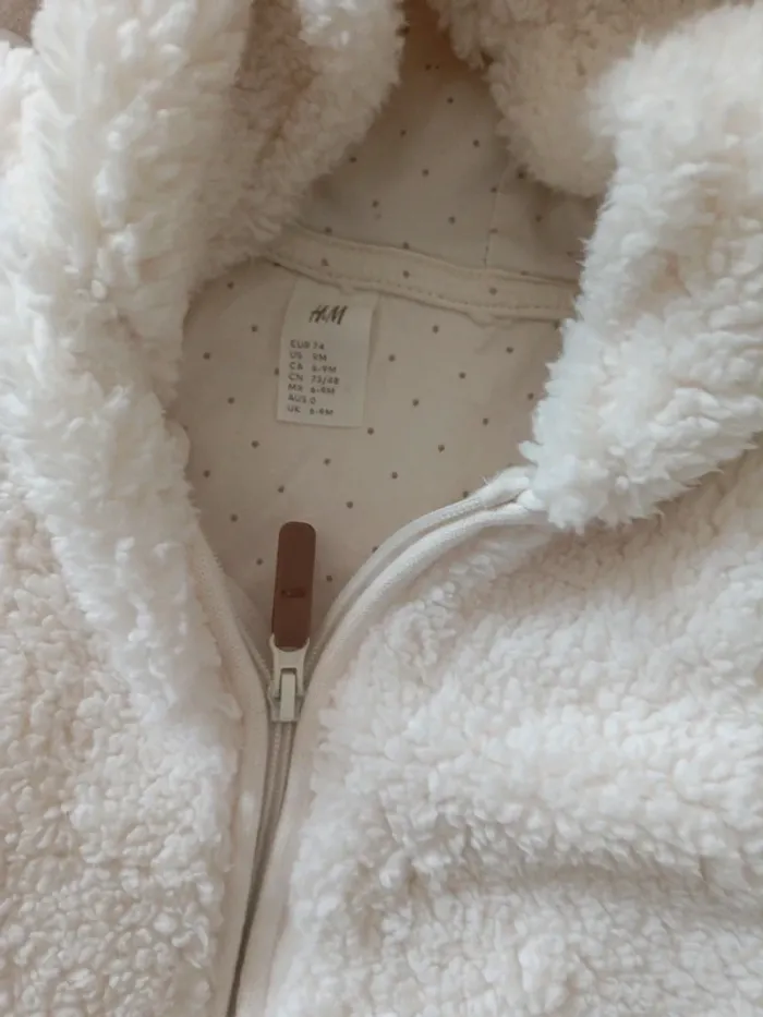Combinaison peluche nounours blanche 74cm H&M - photo numéro 2