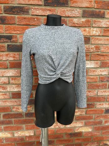 Pull court maille côtelée gris - Pimkie - Nœud croisé - Taille M