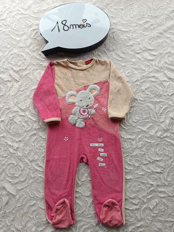 Pyjama grenouillère velours Fille 18 mois souris Tissaia