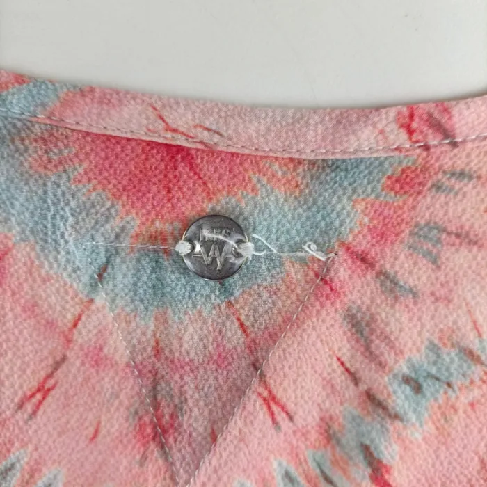 Robe longue IKKS tie and dye rose et bleue, coupe fluide, fines bretelles, taille S A1207 - photo numéro 9