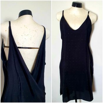 Robe noire avec strass noir L, dos nu Mango