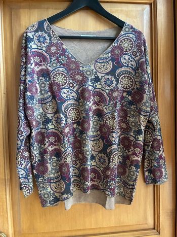 Polo imprimé manches longues col en V