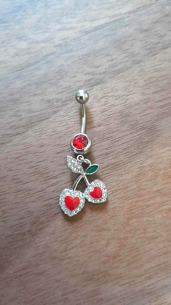🍒 Piercing nombril neuf en acier chirurgical & zircon