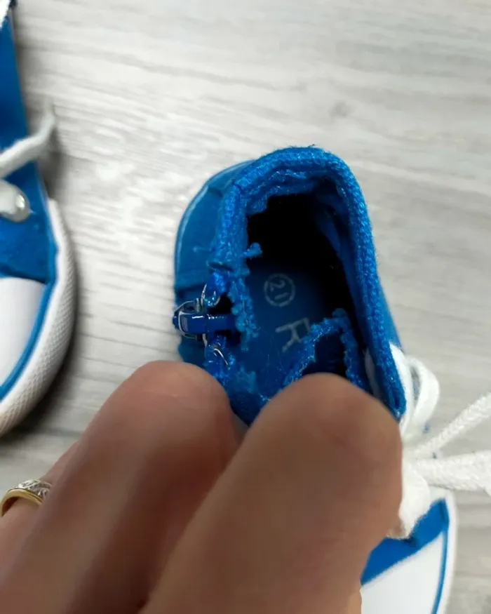 Baskets montantes toile lacets et fermeture éclair bleu 21 La Redoute - photo numéro 4