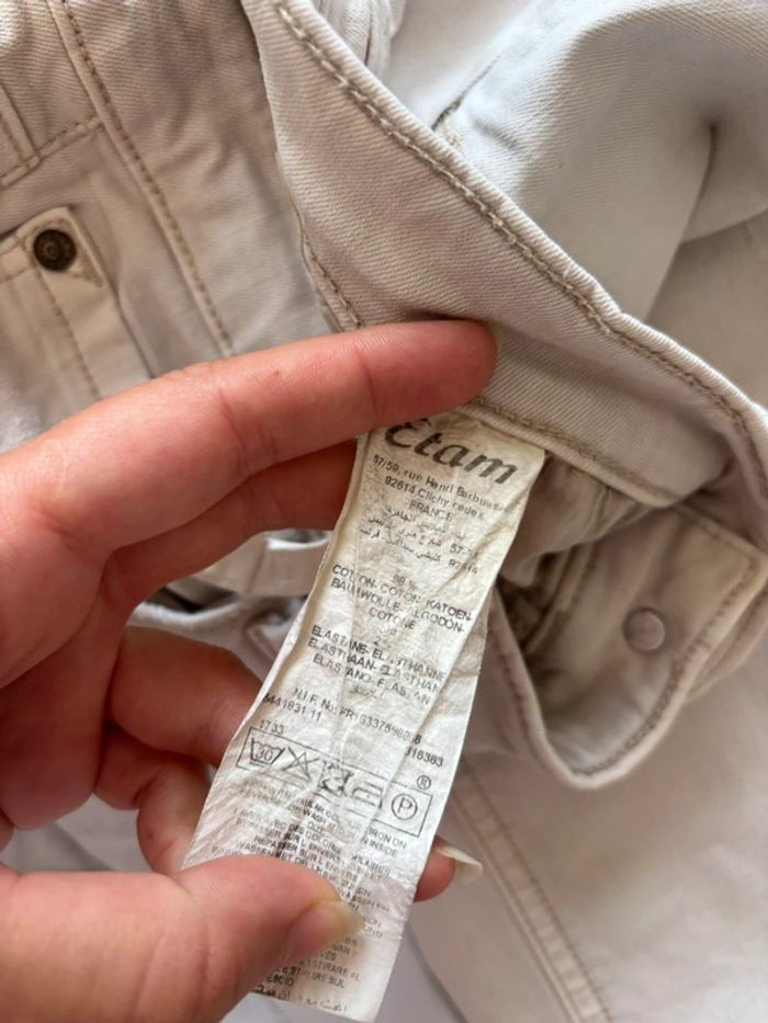 Jean etam jeans blanc écru crème taille basse slim y2k début 2000 taille M/38 - photo numéro 9