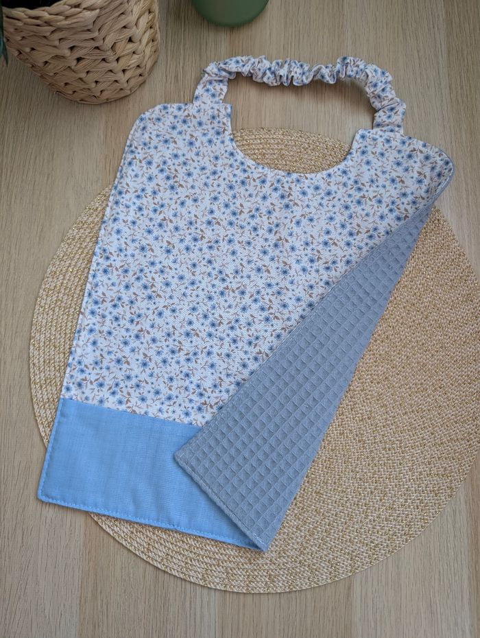 Serviette de cantine fleurie bleu - photo numéro 3