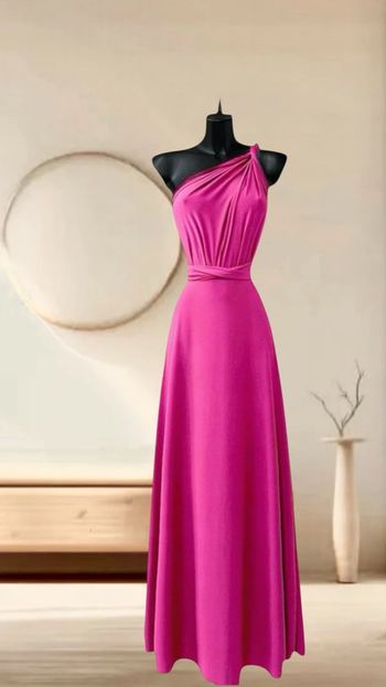 Robe rose fuchsia fabriquée en France plusieurs positions