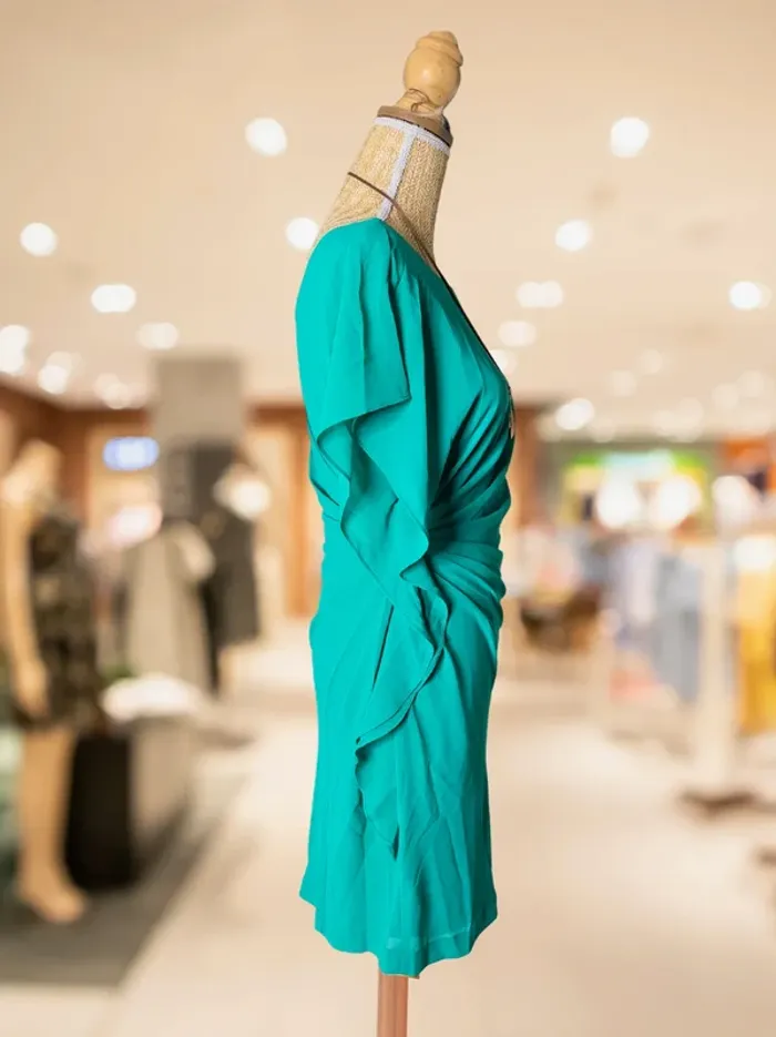 Naf Naf - Robe droite Vert Tige - photo numéro 4