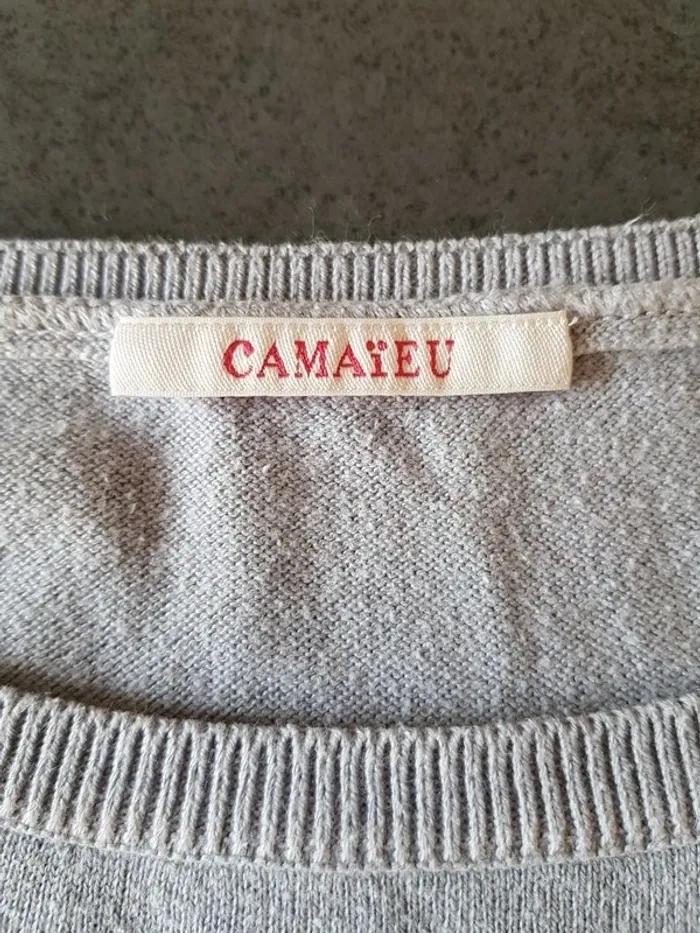 Pull gris loup Camaïeu M - photo numéro 5