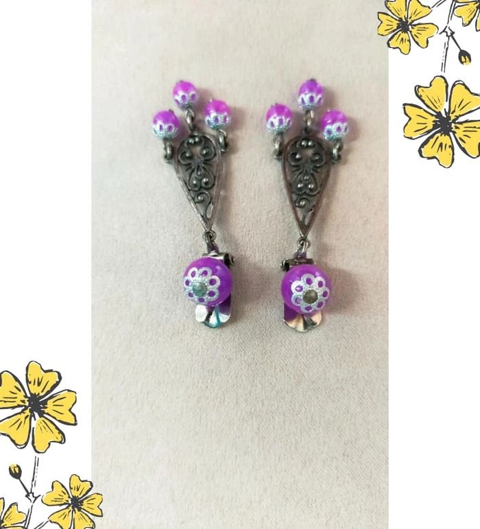 Boucles d’oreilles à clip perlées – Collection Reflets de Lavande - photo numéro 3