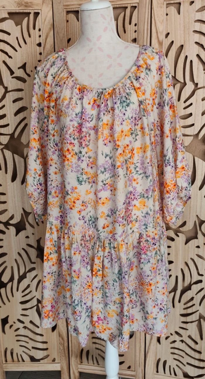 robe fleurie, coupe ample manches 3 quart Taille M H&M - photo numéro 3