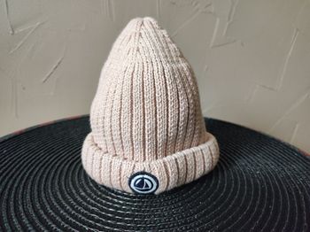 Bonnet rose Petit bateau intérieur polaire marine 3-6mois