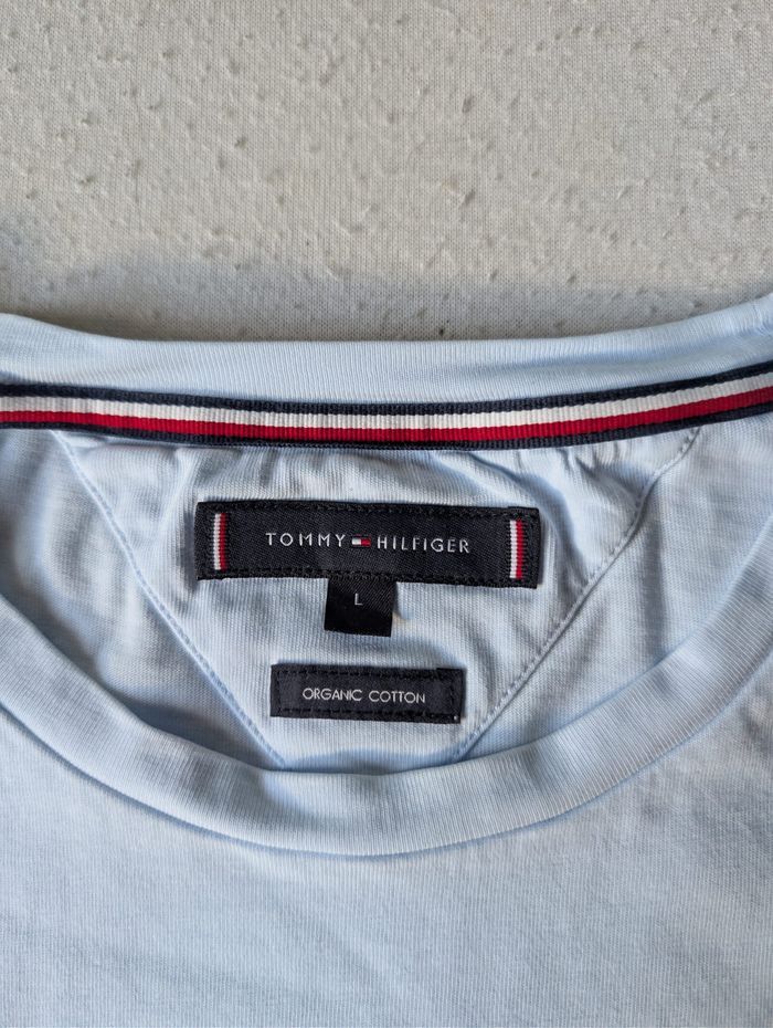 T-shirt Tommy Hilfiger Bleu Ciel - Coton Bio - Taille L - photo numéro 4