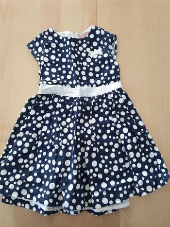 Robe de cérémonie 4 ans bleu marine pois blancs