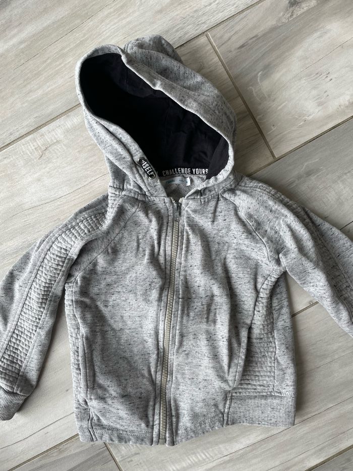 Beau sweat cardigan à capuche T 4 ans Gemo Kids gris - photo numéro 6