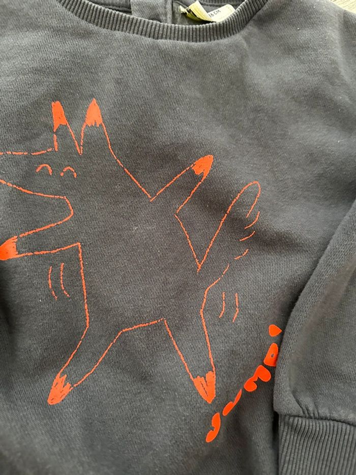 Pull gris molletonné imprimé renard bébé garçon 2 ans Tape à l’œil - photo numéro 2