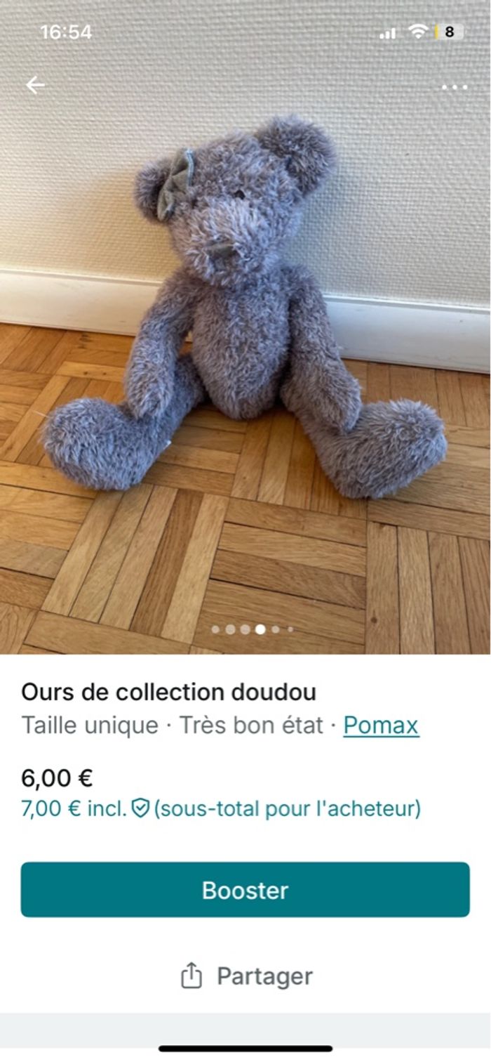 Peluche ours collection gris pomax - photo numéro 10